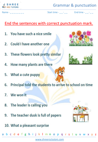 Grade 4  English worksheet: Grammar & punctuation