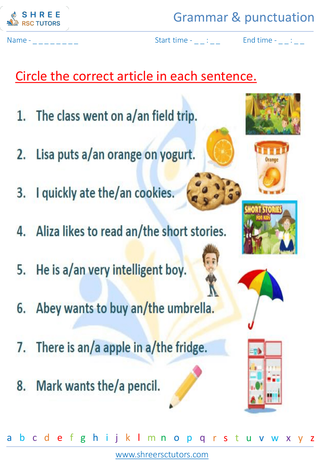 Grade 4  English worksheet: Grammar & punctuation