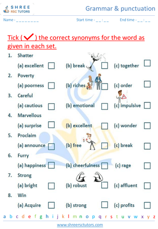 Grade 4  English worksheet: Grammar & punctuation