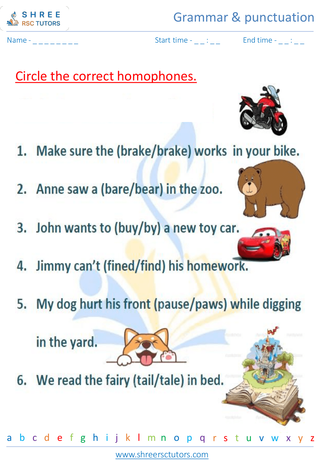 Grade 4  English worksheet: Grammar & punctuation