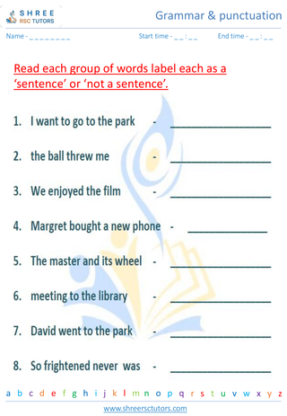 Grade 4  English worksheet: Grammar & punctuation