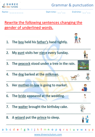 Grade 4  English worksheet: Grammar & punctuation