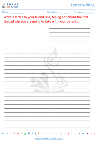 Grade 4  English worksheet: Letter writing & Essay writing