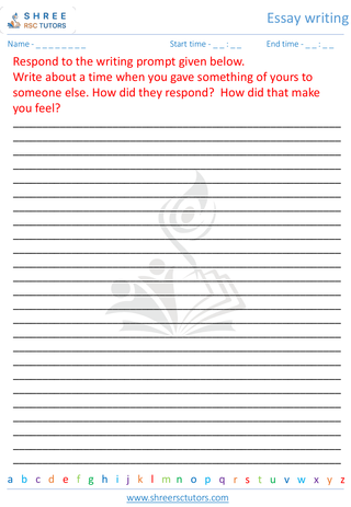 Grade 4  English worksheet: Letter writing & Essay writing