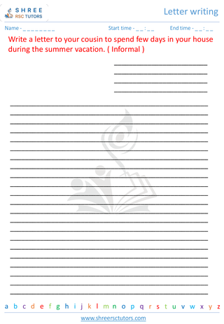 Grade 4  English worksheet: Letter writing & Essay writing