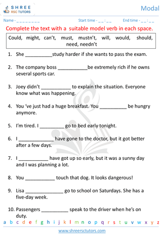 Grade 4  English worksheet: Modals