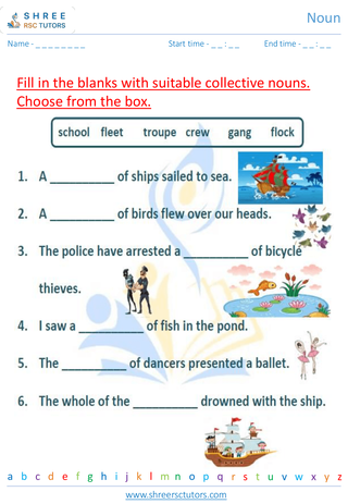 Grade 4  English worksheet: Noun