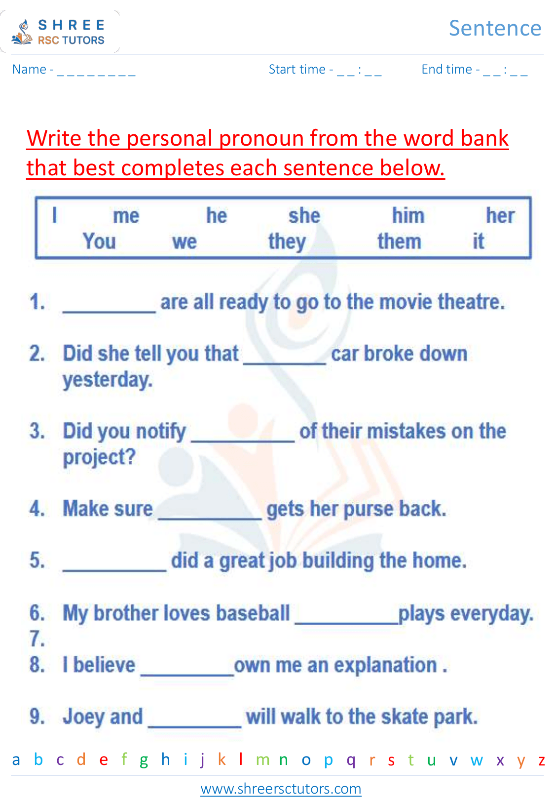 Grade 4  English worksheet: Pronoun