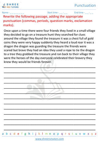 Grade 4  English worksheet: Punctuation