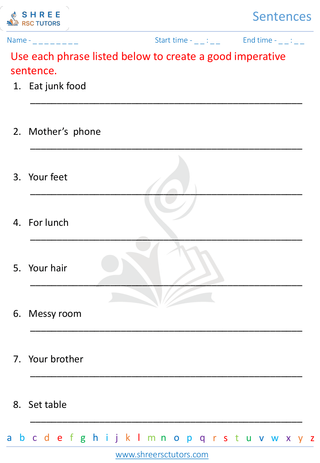 Grade 4  English worksheet: Sentence