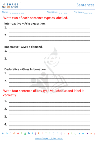 Grade 4  English worksheet: Sentence