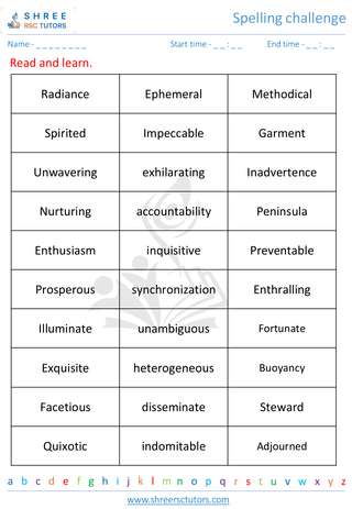 Grade 4  English worksheet: Spelling challenge