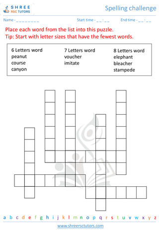 Grade 4  English worksheet: Spelling challenge
