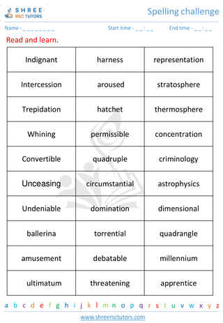 Grade 4  English worksheet: Spelling challenge