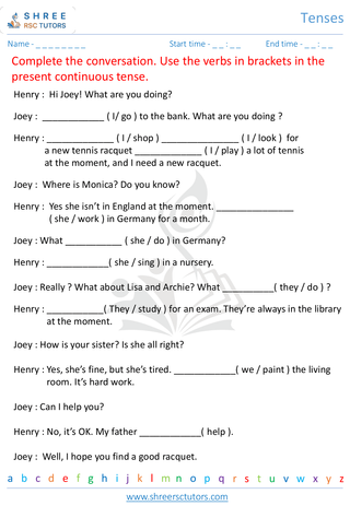 Grade 4  English worksheet: Tense