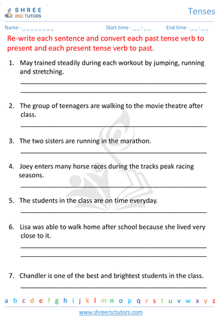 Grade 4  English worksheet: Tense