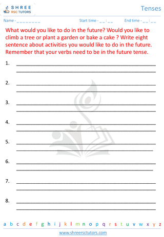 Grade 4  English worksheet: Tense