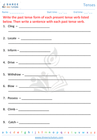 Grade 4  English worksheet: Tense