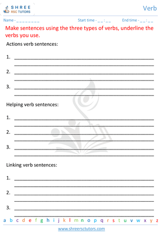 Grade 4  English worksheet: Verbs