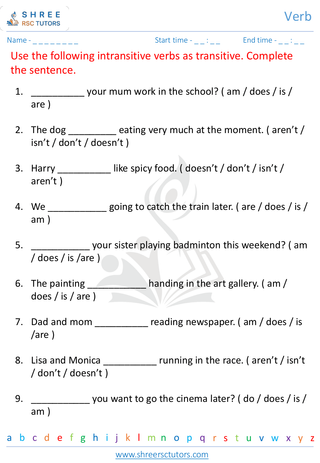 Grade 4  English worksheet: Verbs