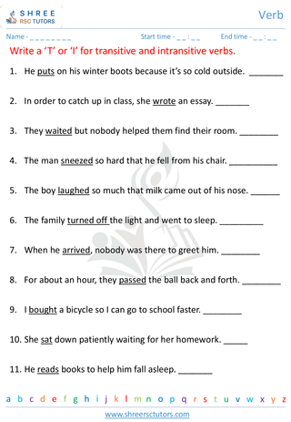 Grade 4  English worksheet: Verbs