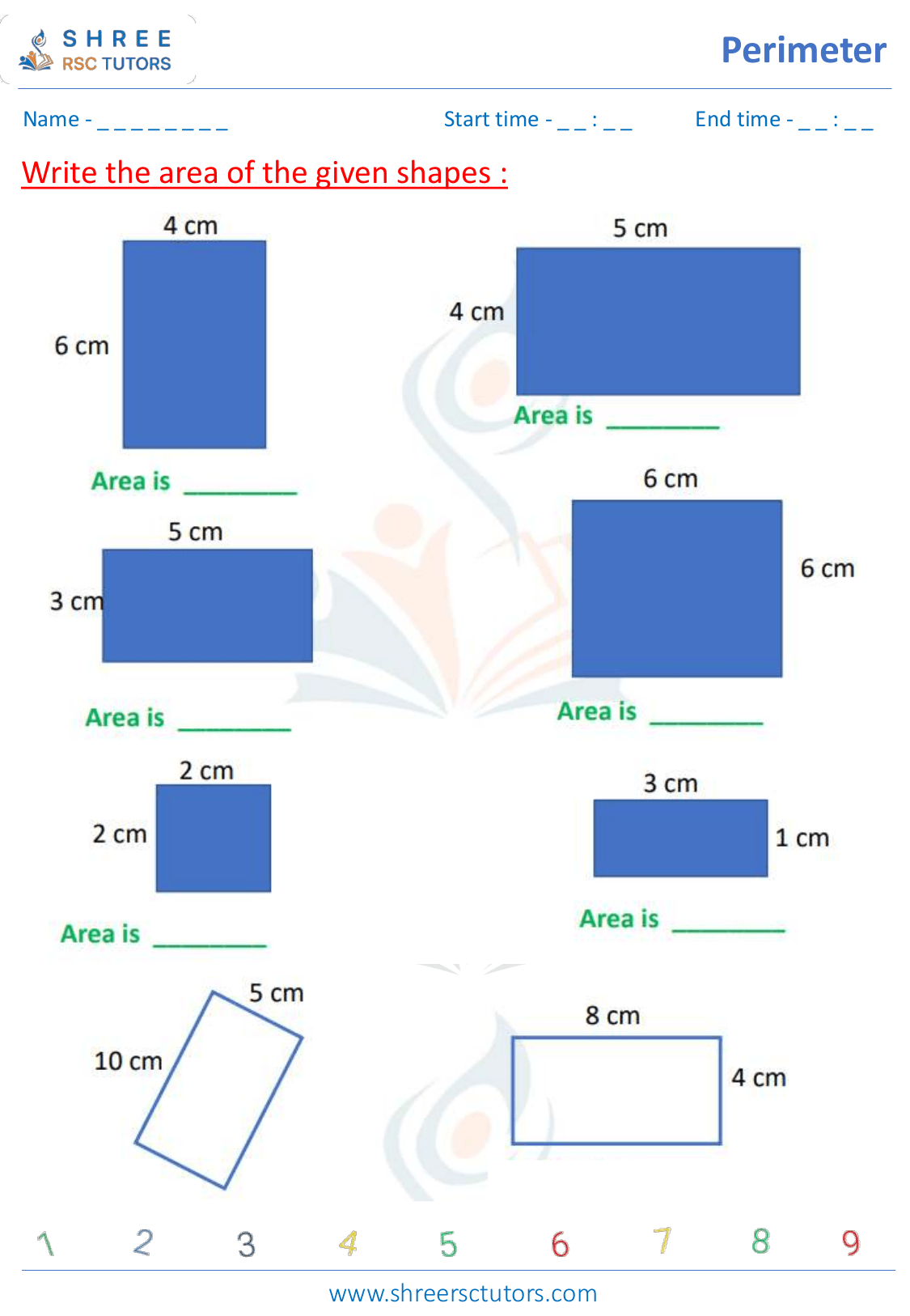 Area and perimeter of 2d shapes worksheets for Grade 4 Maths | shree ...