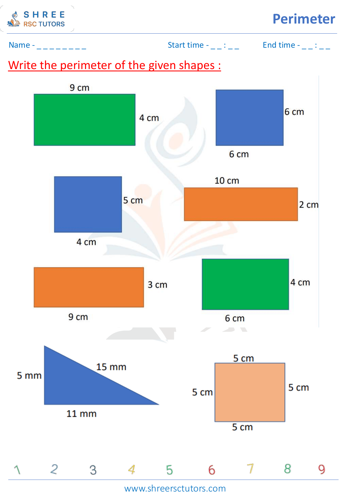 Area and perimeter of 2d shapes worksheets for Grade 4 Maths | shree ...