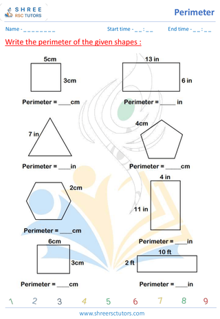 Grade 4  Maths worksheet: Dimensions of 2D figures - Area and perimeter of 2d shapes