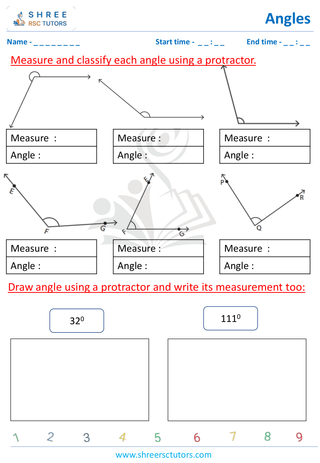 Grade 4  Maths worksheet: Explore angles - Estimating angle measures