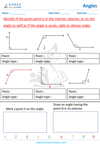 Grade 4  Maths worksheet: Explore angles - Identifying acute, right, and obtuse angles