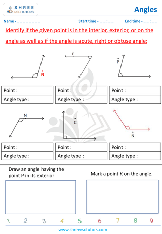 Grade 4  Maths worksheet: Explore angles - Identifying acute, right, and obtuse angles