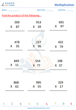 Grade 4  Maths worksheet: Multiplicative operation - Multiplication 3 by 2 digits