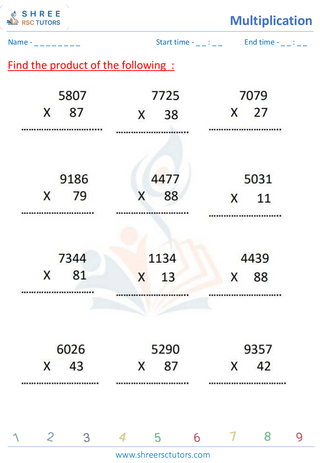 Grade 4  Maths worksheet: Multiplicative operation - Multiplying 3 or 4 digits by single - digit (with word problems)