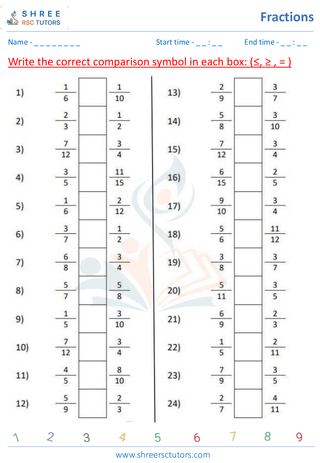 Grade 4  Maths worksheet: Rational numbers - Comparing decimals (up to hundredths)