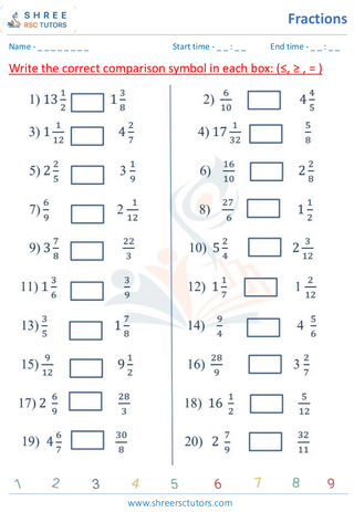 Grade 4  Maths worksheet: Rational numbers - Comparing decimals (up to hundredths)