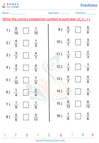 Grade 4  Maths worksheet: Rational numbers - Comparing decimals (up to hundredths)