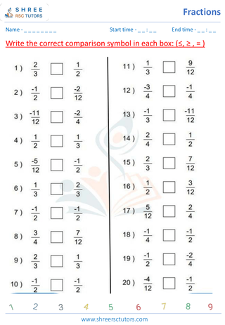 Grade 4  Maths worksheet: Rational numbers - Comparing decimals (up to hundredths)