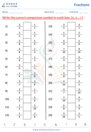 Grade 4  Maths worksheet: Rational numbers - Comparing decimals (up to hundredths)