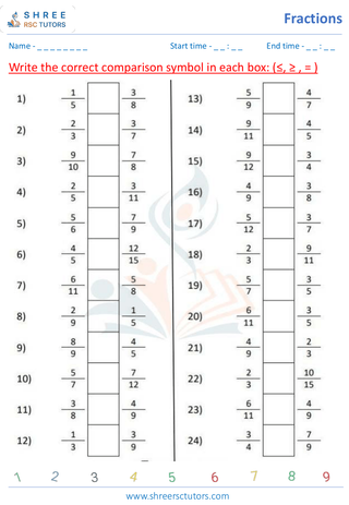 Grade 4  Maths worksheet: Rational numbers - Comparing decimals (up to hundredths)