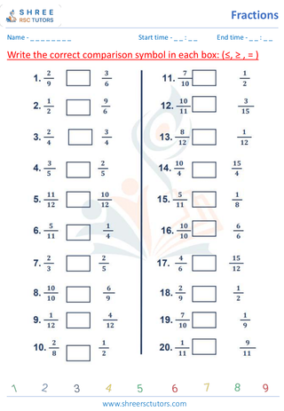 Grade 4  Maths worksheet: Rational numbers - Comparing decimals (up to hundredths)