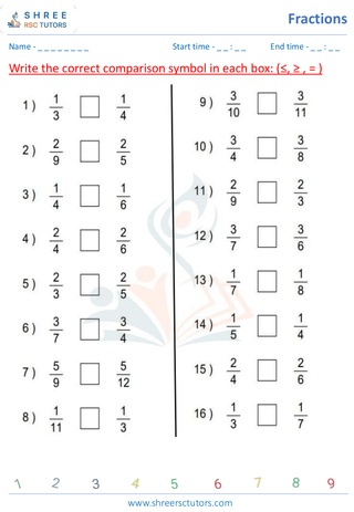 Grade 4  Maths worksheet: Rational numbers - Comparing decimals (up to hundredths)