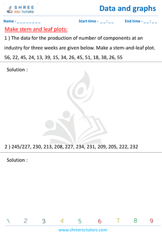 Grade 4  Maths worksheet: Statistics representations - Make stem and leaf plots