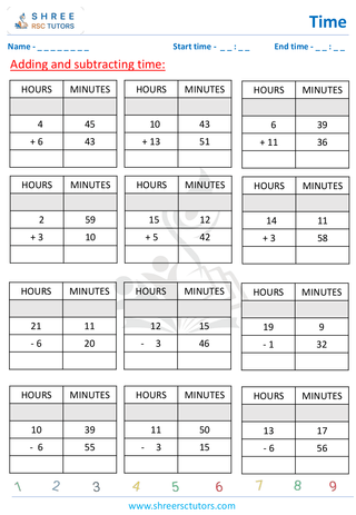 Grade 4  Maths worksheet: Time application - Adding and subtracting time