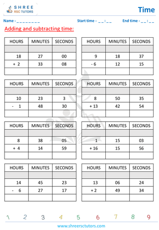 Grade 4  Maths worksheet: Time application - Adding and subtracting time