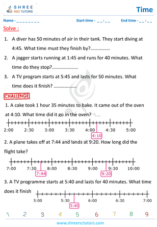 Grade 4  Maths worksheet: Time application - Elapsed time