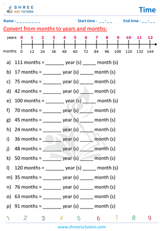 Grade 4  Maths worksheet: Time application - Time conversion