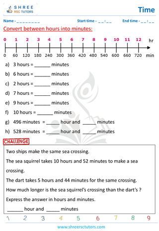 Grade 4  Maths worksheet: Time application - Time conversion