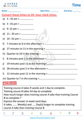 Grade 4  Maths worksheet: Time application - Time conversion