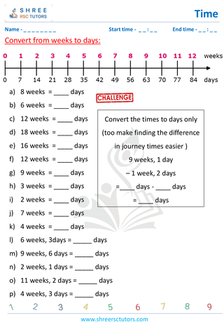 Grade 4  Maths worksheet: Time application - Time conversion