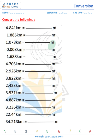 Grade 4  Maths worksheet: Unit transformation - Converting between meters and kilometers